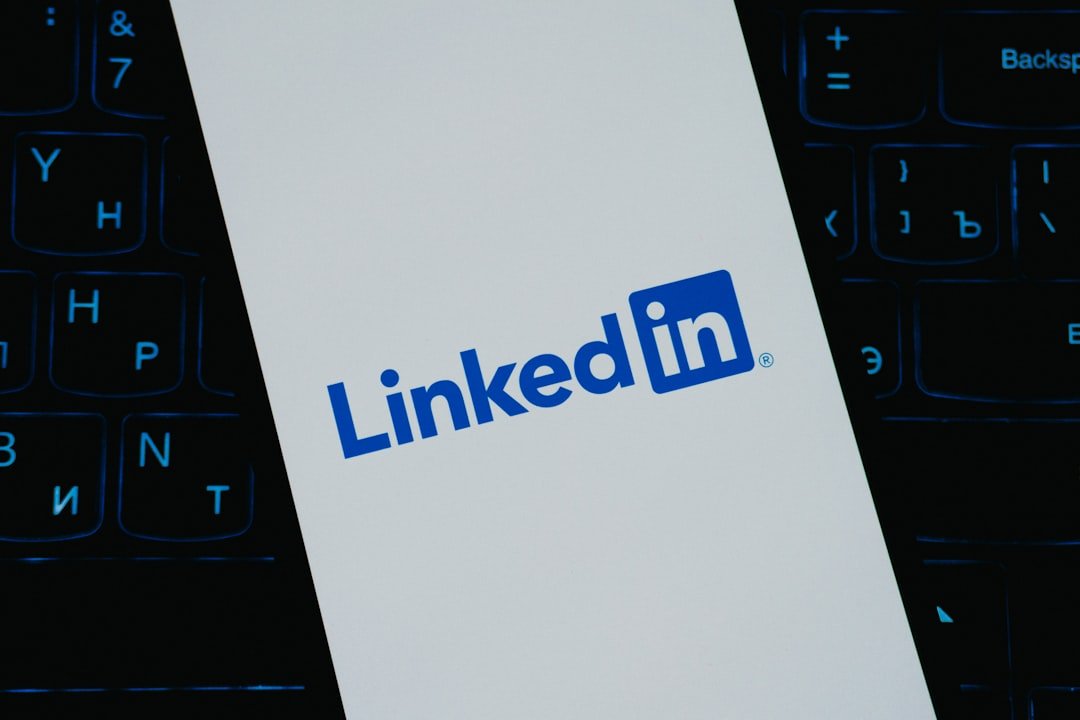 Linkedin logo displayed on a white surface.